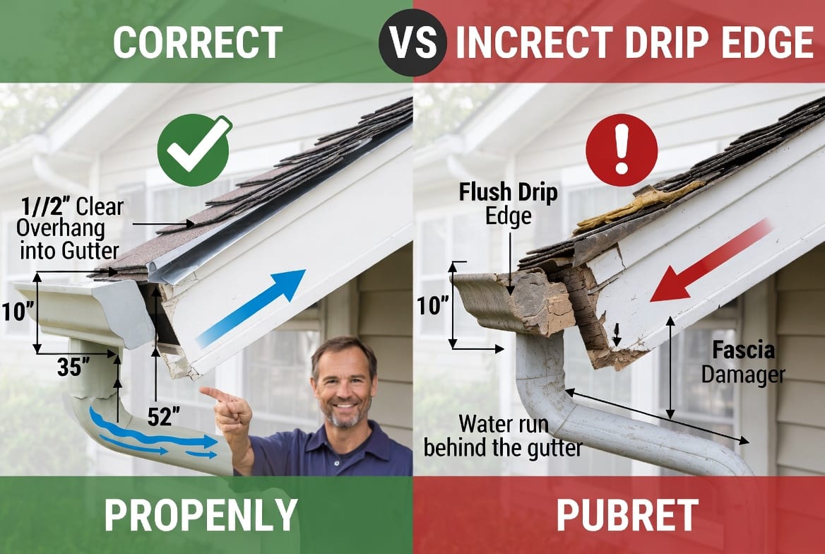 The Roof Drip Edge Gutter Integration: Proper Overhang for Water Flow