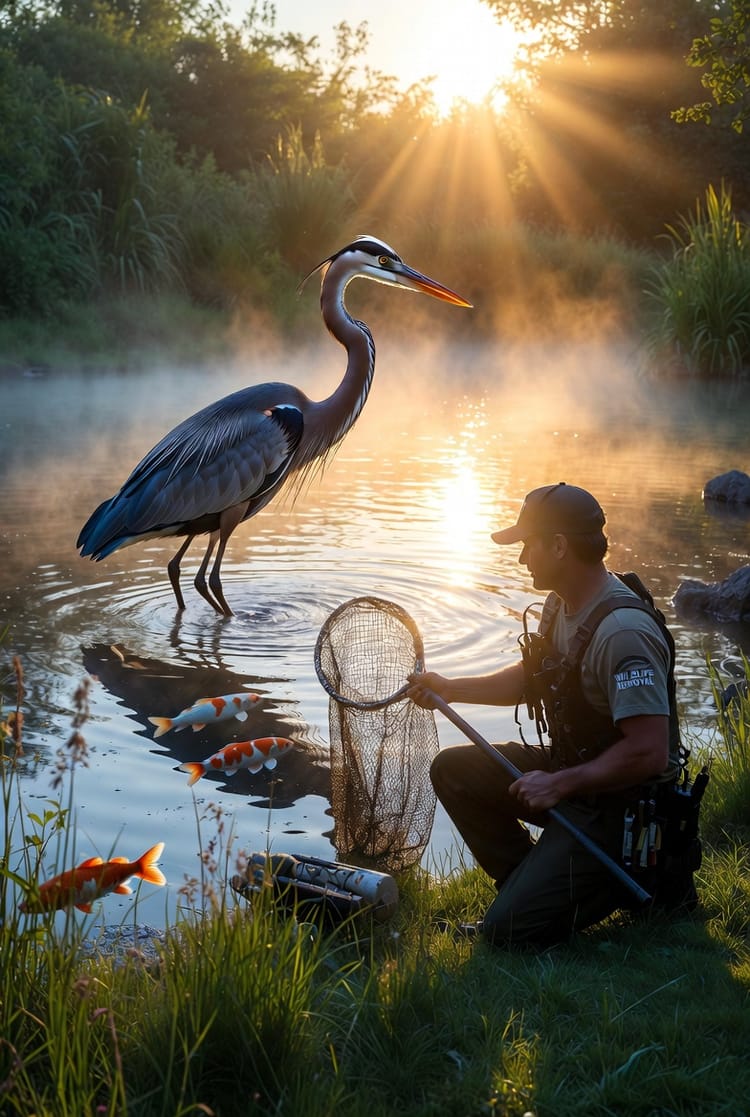 The Heron Predation: Protecting Backyard Ponds from Wading Birds