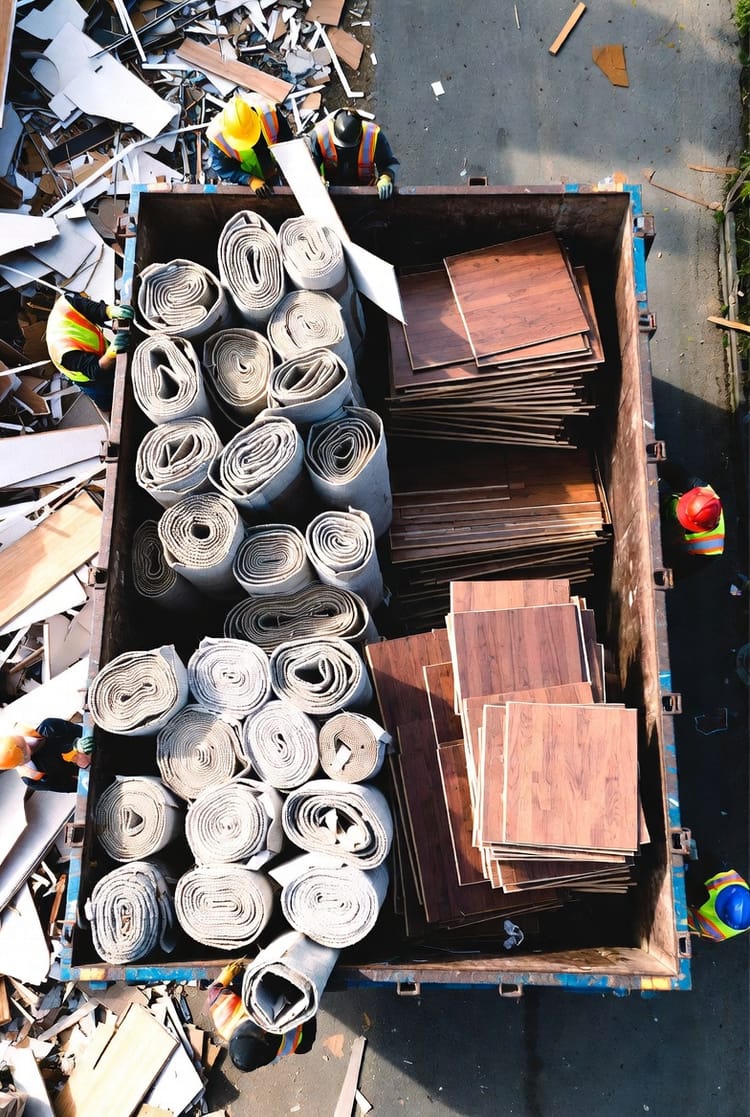 The Flooring Removal Dumpster: Handling Carpet, Hardwood, and Tile Debris