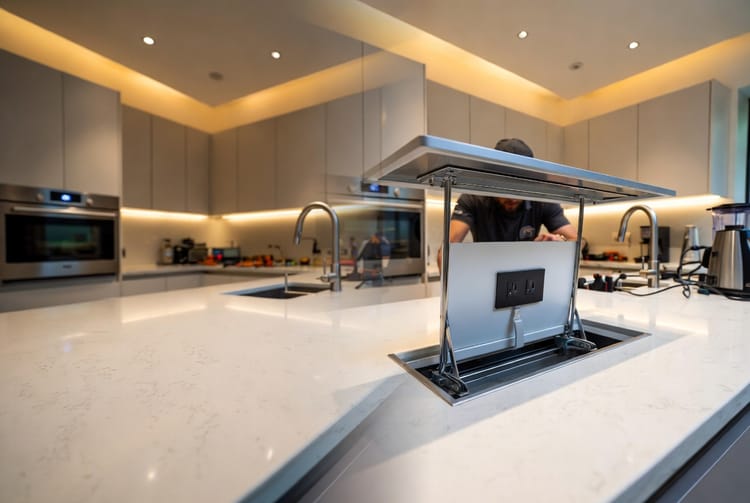 The Kitchen Island Electrical Outlet: Pop-Up vs. Side-Mount Options