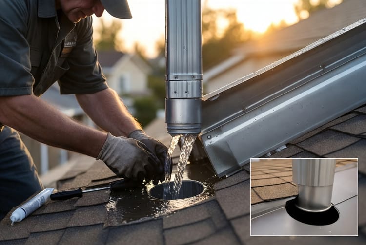 The Gutter Bevel Cut: Proper Downspout Attachment to Sloped Gutters