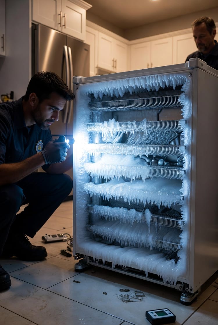 The Freezer Evaporator Coil Ice Buildup: Causes and Defrost System Repair