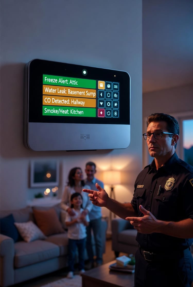 The Security System Environmental Sensors: Freeze, Water, and CO Protection