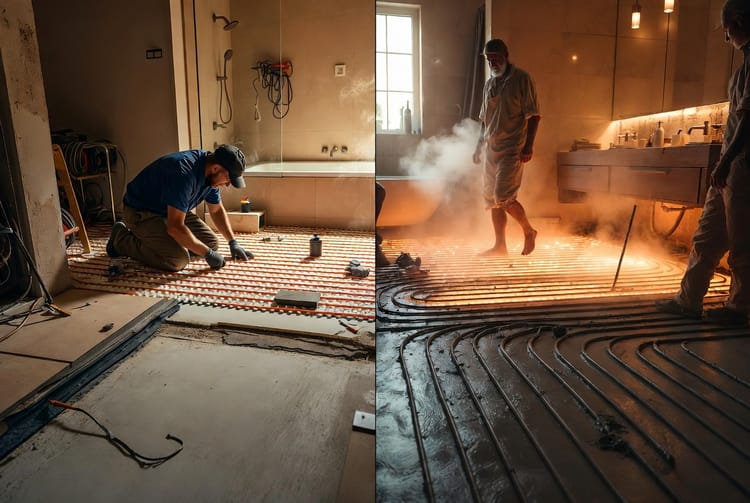 The Bathroom Heated Floor System: Retrofit vs. New Construction