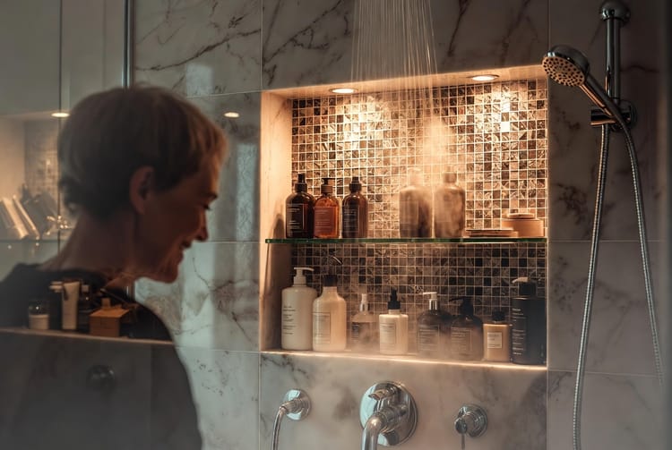 The Bathroom Wall Niche: Built-In Storage for Shampoo and Soap