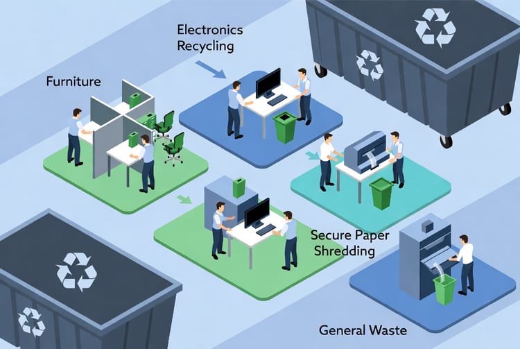 The Warehouse Office Cleanout: Disposing of Cubicles, Furniture, and Equipment