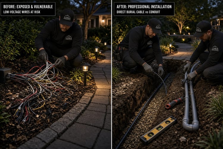 The Landscape Lighting Wire: Direct Burial vs. Conduit Installation