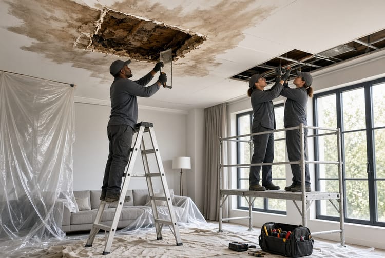 The Ceiling Water Damage: Repair and Repaint