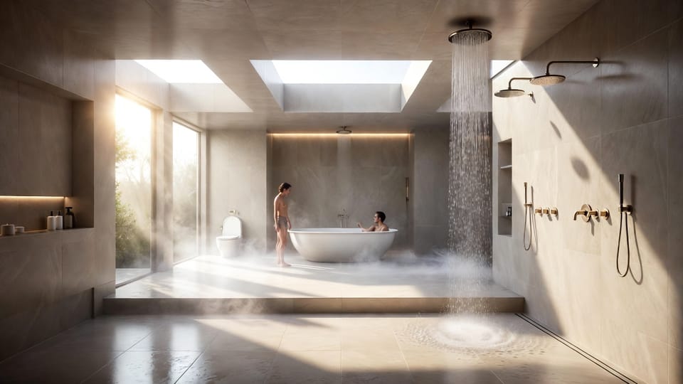 The Wet Room Concept: Combining Shower and Tub in a Fully Waterproofed Space.