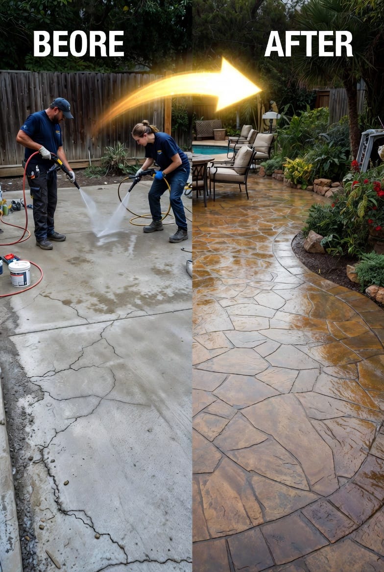 The Concrete Stamped Overlay: Resurfacing Existing Slabs with Decorative Patterns
