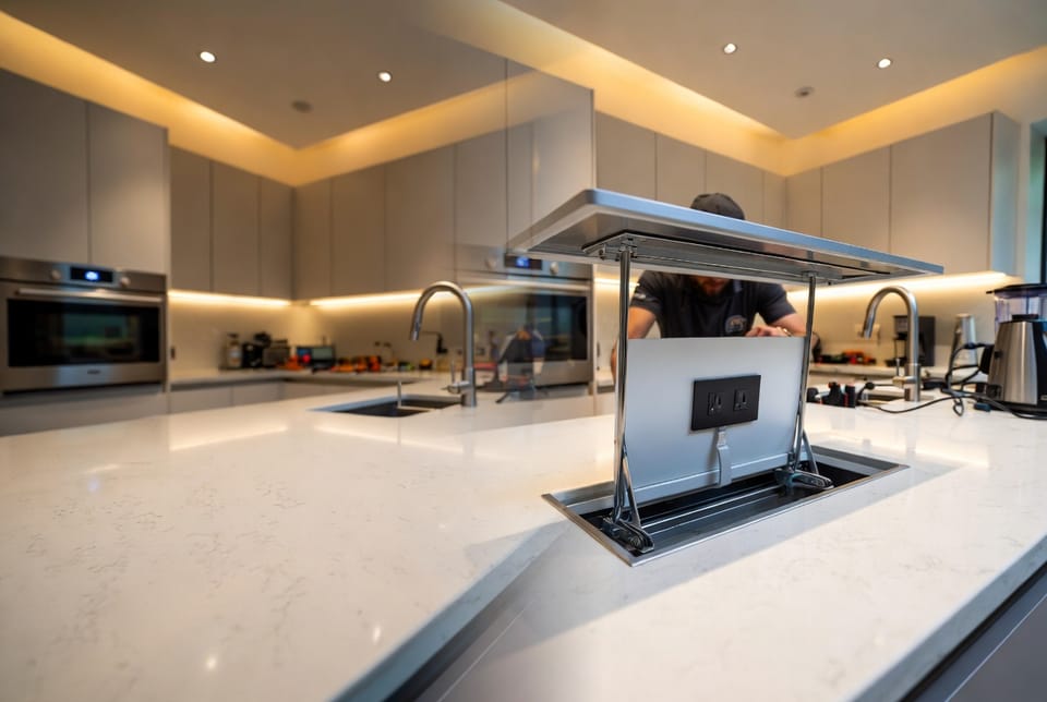 The Kitchen Island Electrical Outlet: Pop-Up vs. Side-Mount Options