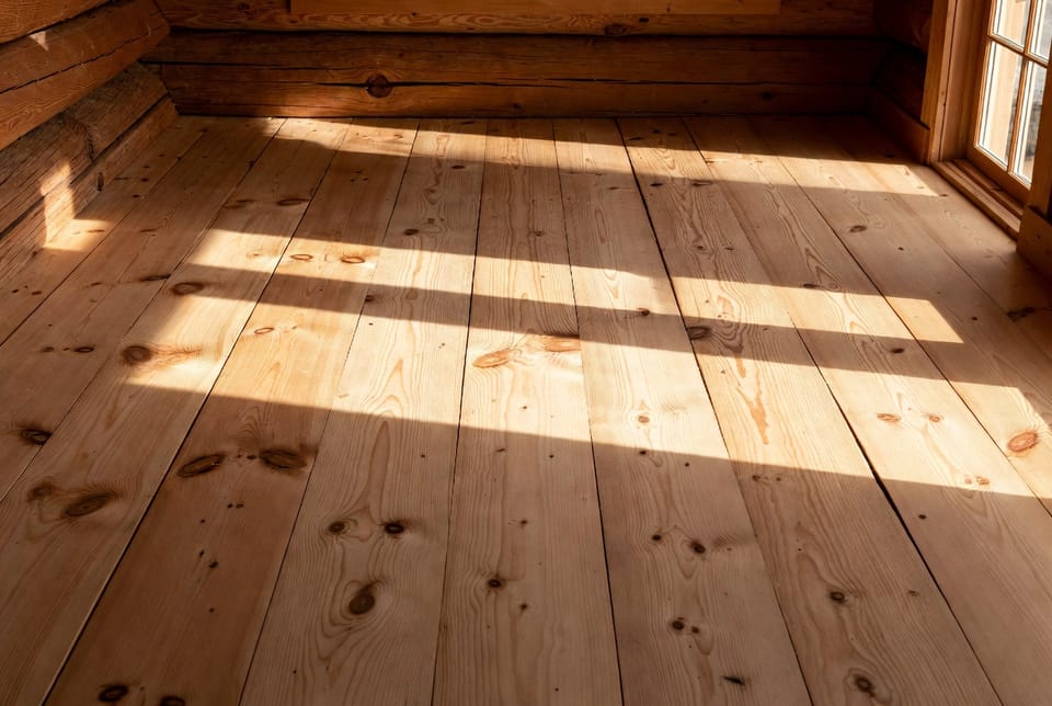The Pine Flooring: Affordable, Soft, and Full of Character.