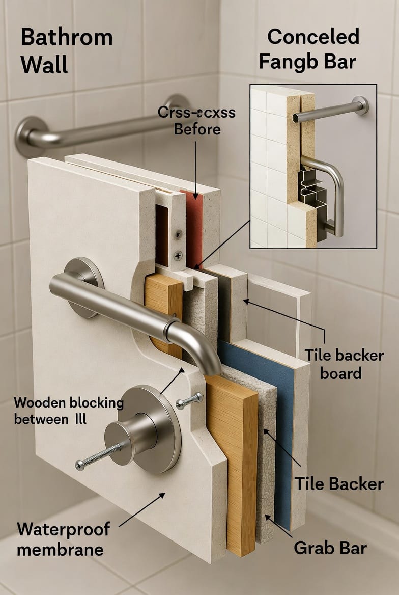 The Bathroom Grab Bar: Concealed Flanges for a Sleek Look