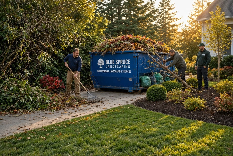 The Landscaping Cleanup Dumpster: Branches, Leaves, and Grass