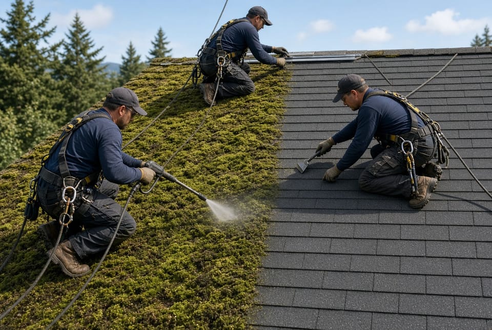 The Roof Moss Treatment: Killing Moss Without Damaging Shingles