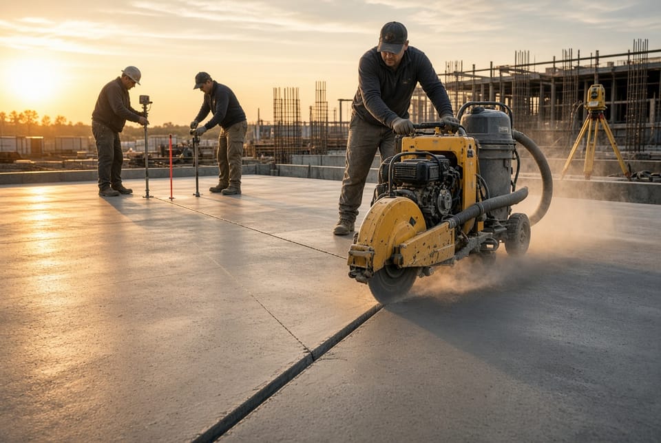 The Concrete Control Joint Sawing: Timing and Technique