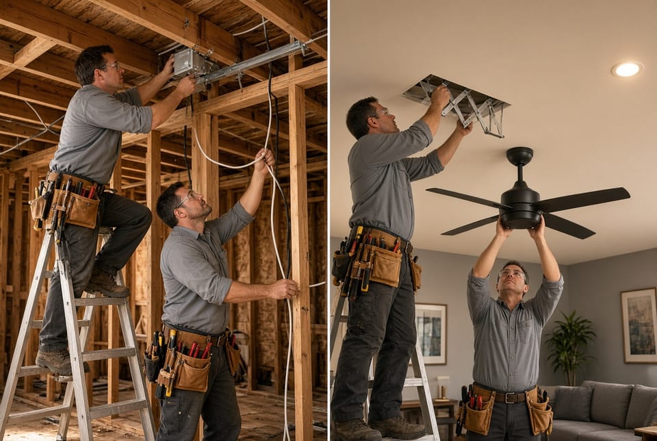 The Ceiling Fan Installation: Wiring for New Construction vs. Retrofit